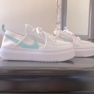 Nike shoes, size 10 (women size 10), white and light green